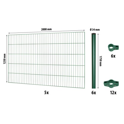Egyrudas hálós kerítéspanel készlet Classic zöld 125 cm x 1000 cm Egyrudas hálós kerítéspanel készlet Classic zöld 125 cm x 1000 cm