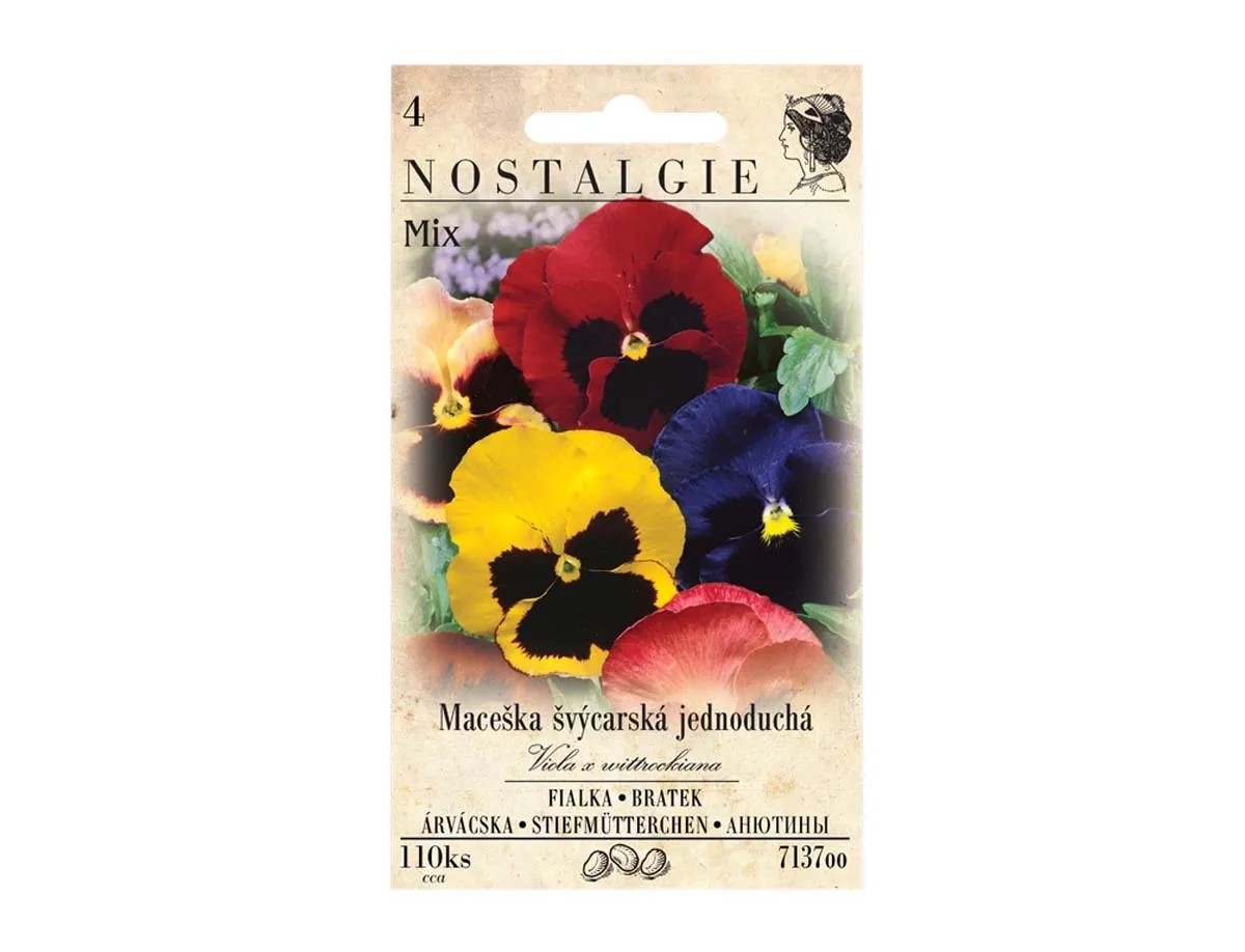 Nostalgie Mix vetőmag csomag, különböző árvácska virágok sárga, piros és kék színben. Nostalgie Mix vetőmag csomag, különböző árvácska virágok sárga, piros és kék színben.