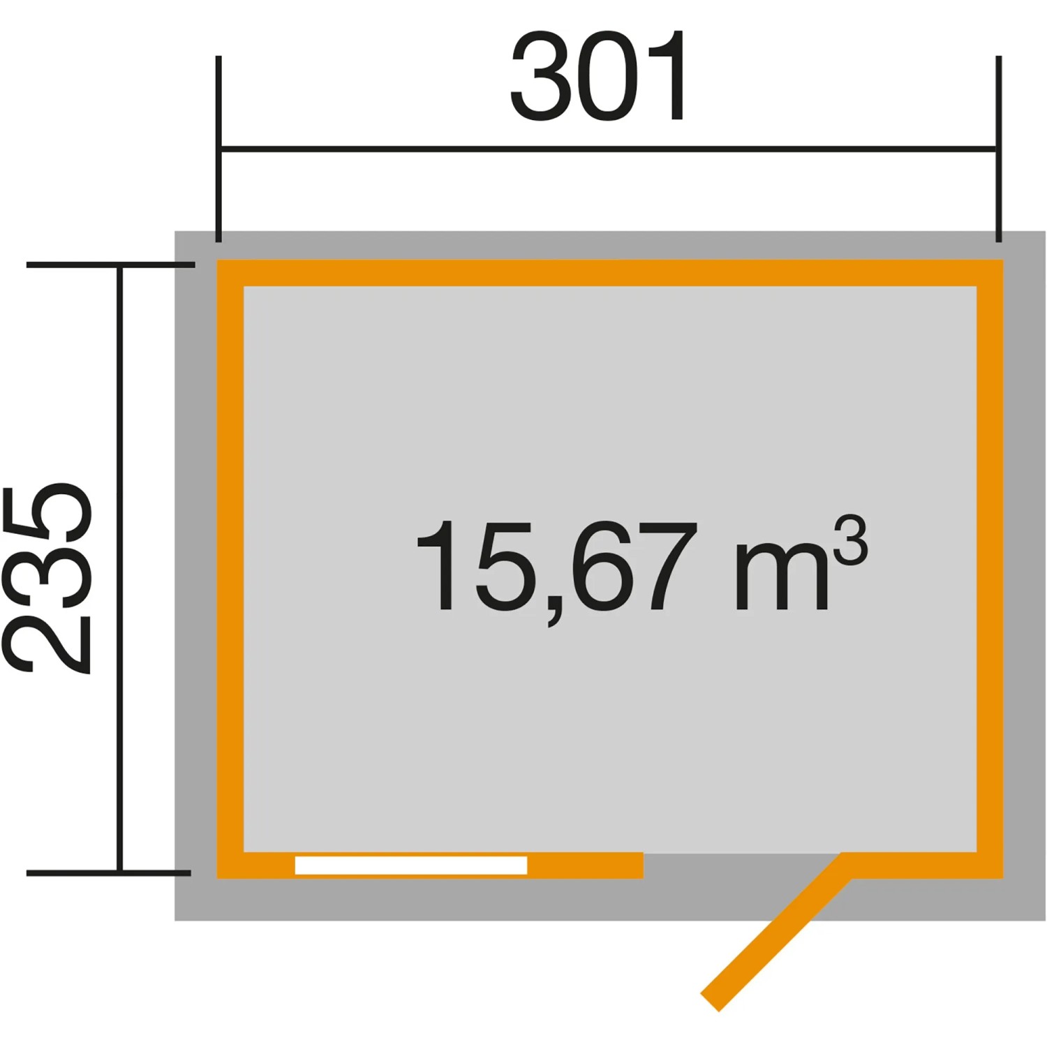 Alaprajz kerti ház 123 Gr.4: 301x235 cm, nyeregtető, 15,67 m³ térfogat. Alaprajz kerti ház 123 Gr.4: 301x235 cm, nyeregtető, 15,67 m³ térfogat.