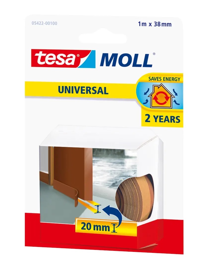tesaMoll Universal ajtószigetelő csík öntapadós barna 1 m x 38 mm tesaMoll Universal ajtószigetelő csík öntapadós barna 1 m x 38 mm