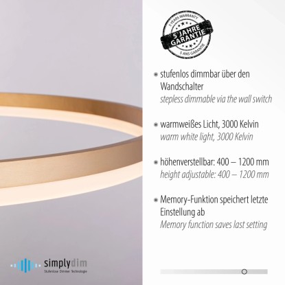 Modern Paul Neuhaus Helia LED függőlámpa, sárgaréz színű, dimmelhető, Ø 80 cm. Modern Paul Neuhaus Helia LED függőlámpa, sárgaréz színű, dimmelhető, Ø 80 cm.