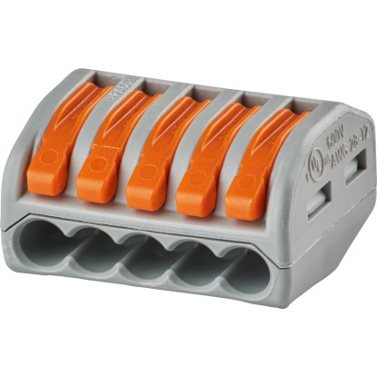 Wago vezetékösszekötő kapocs 5-pólusú szürke-narancs 40 darab Wago vezetékösszekötő kapocs 5-pólusú szürke-narancs 40 darab