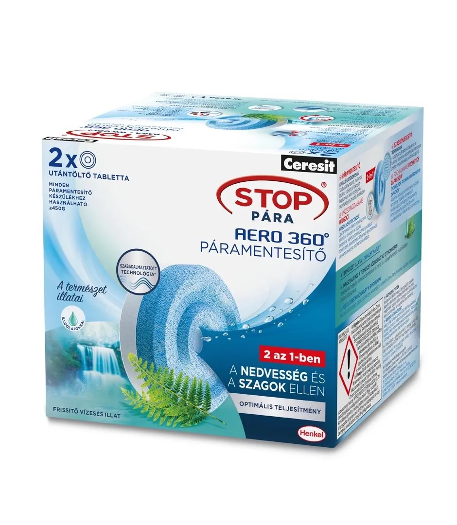 Ceresit Stop Pára utántöltő tabletta Frissítő Vízesés illattal 2x 450 g tabletta Ceresit Stop Pára utántöltő tabletta Frissítő Vízesés illattal 2x 450 g tabletta