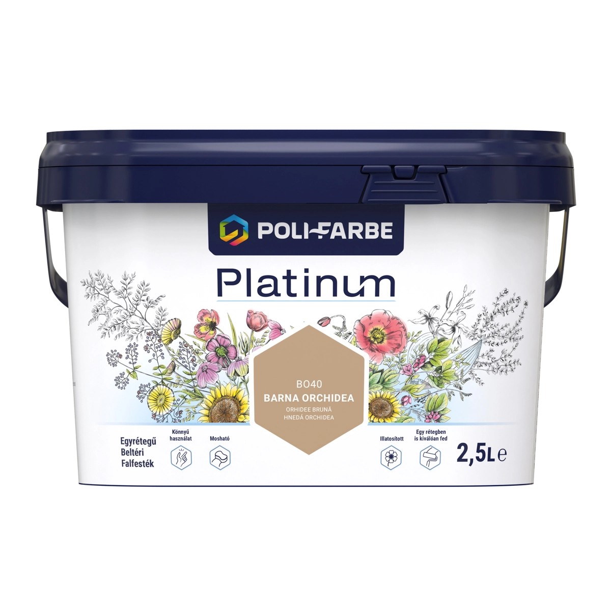 Poli - Farbe Platinum beltéri falfesték B 31 Orchidea matt 2,5 l Poli - Farbe Platinum beltéri falfesték B 31 Orchidea matt 2,5 l