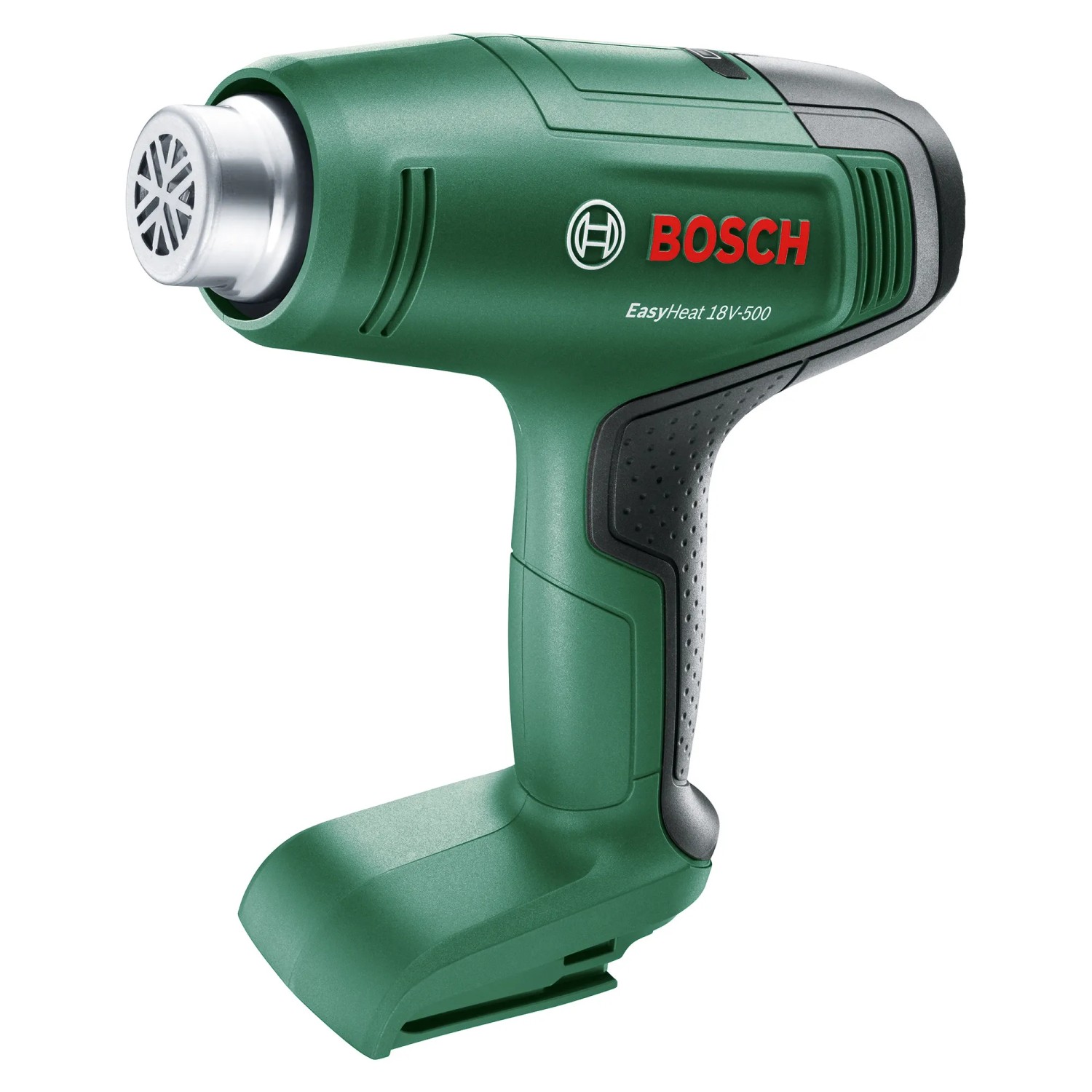 Bosch EasyHeat 18V-500 akkus hőlégfúvó (akku nélkül) zöld és fekete színben. Bosch EasyHeat 18V-500 akkus hőlégfúvó (akku nélkül) zöld és fekete színben.