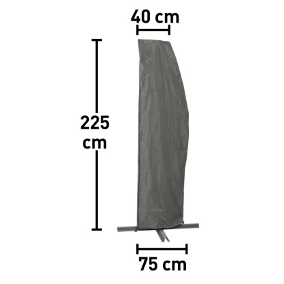 Napernyő huzat, 225x75x40 cm, cipzárral. Szürke védőhuzat függő napernyőkhöz. Napernyő huzat, 225x75x40 cm, cipzárral. Szürke védőhuzat függő napernyőkhöz.