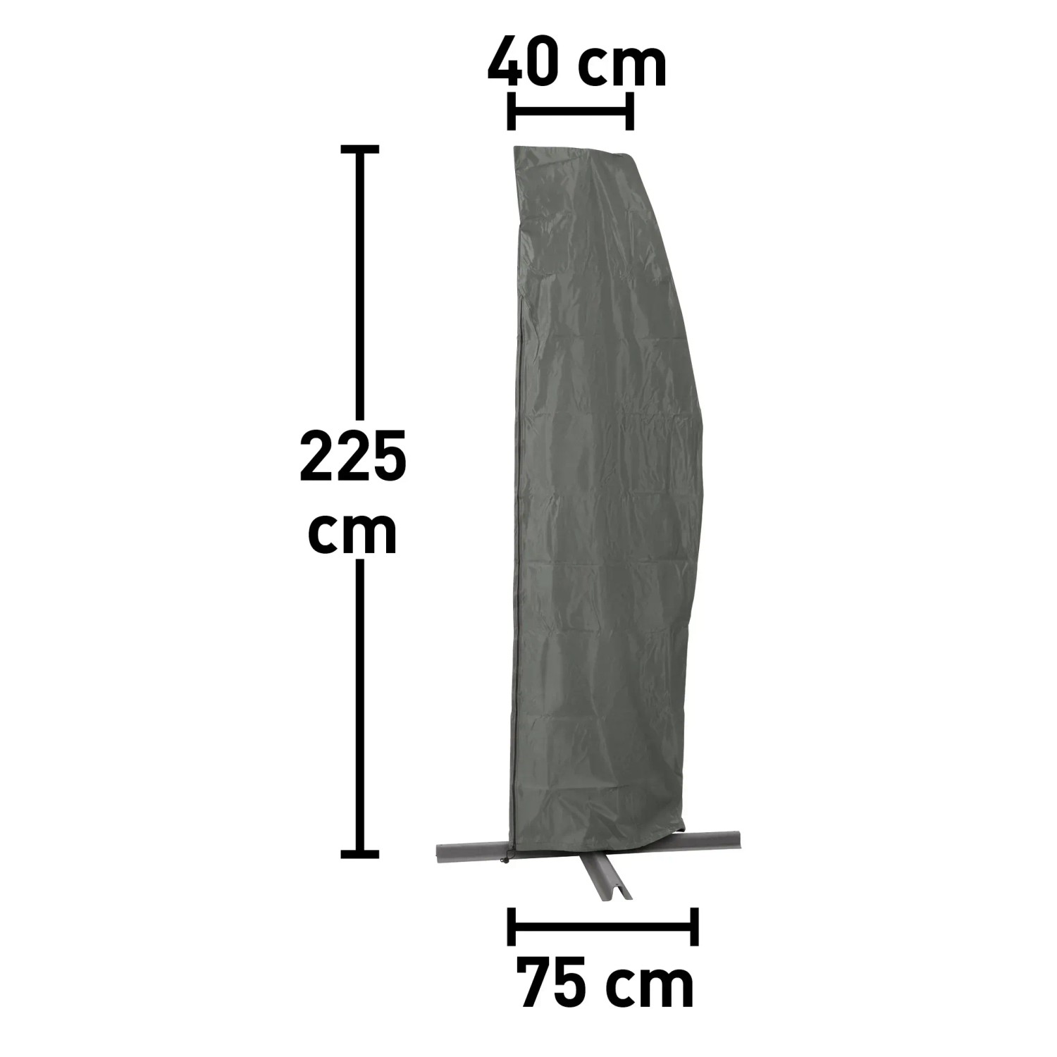 Napernyő huzat, 225x75x40 cm, cipzárral. Szürke védőhuzat függő napernyőkhöz. Napernyő huzat, 225x75x40 cm, cipzárral. Szürke védőhuzat függő napernyőkhöz.