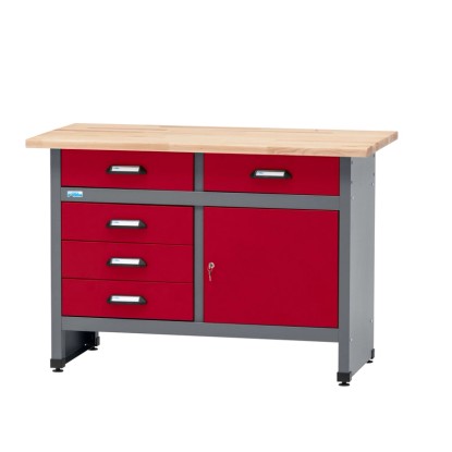 Küpper munkapad egyajtós 5 fiókkal 84 cm x 120 cm x 60 cm sötétpiros Küpper munkapad egyajtós 5 fiókkal 84 cm x 120 cm x 60 cm sötétpiros