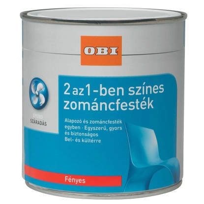 OBI 2 az 1-ben zománcfesték, vízzel hígítható fényes, ezüstszürke 500 ml OBI 2 az 1-ben zománcfesték, vízzel hígítható fényes, ezüstszürke 500 ml