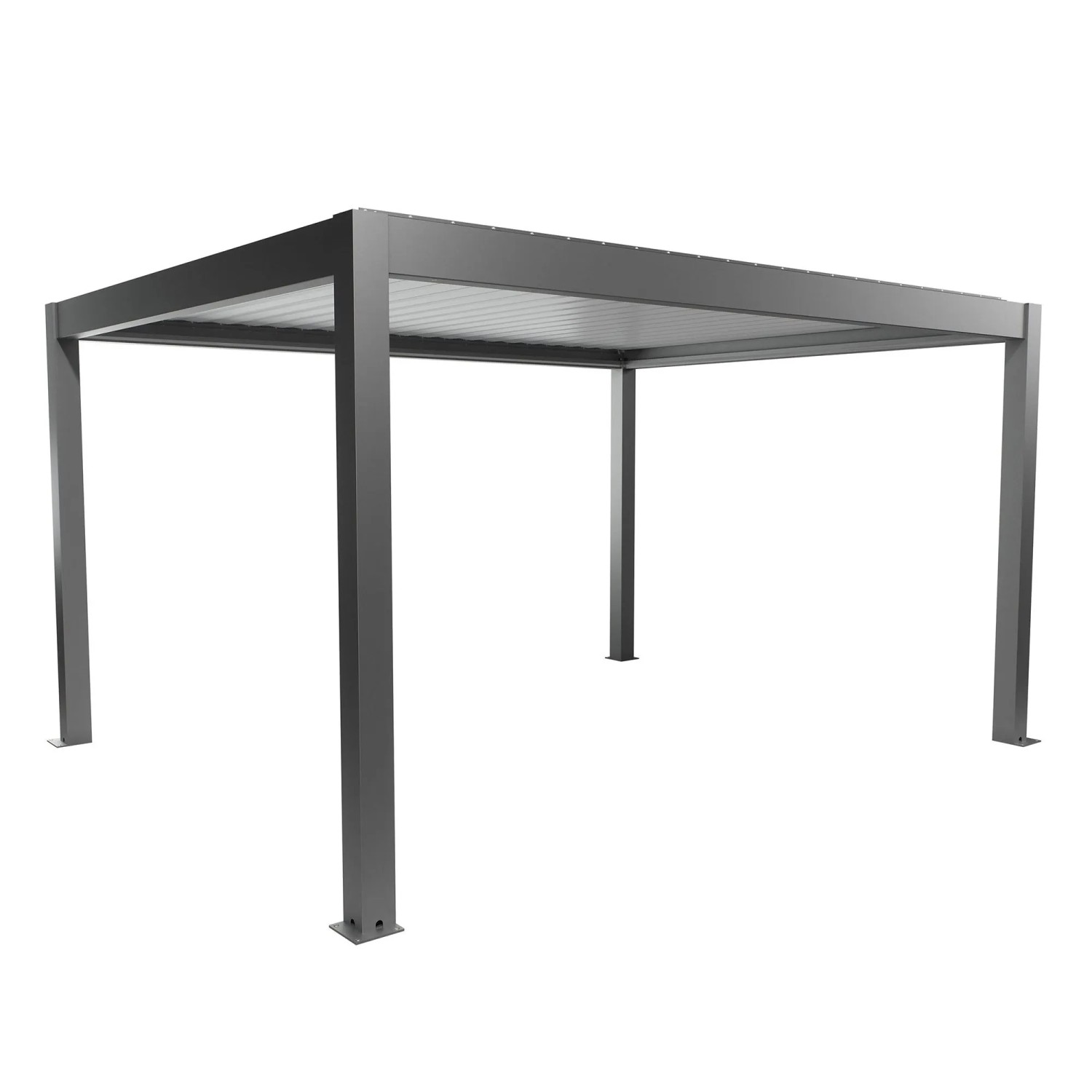 Biohort Pergola 4,5x3,5 m kvarc fehér színben: Modern teraszfedés lamellákkal. Biohort Pergola 4,5x3,5 m kvarc fehér színben: Modern teraszfedés lamellákkal.