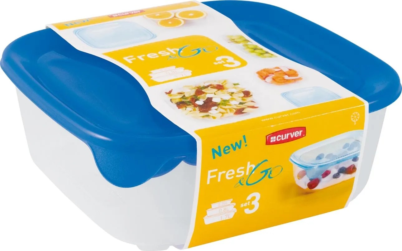 Curver Fresh&Go ételtartó kék 0,25 l + 0,8 l + 1,7 l, 3 db Curver Fresh&Go ételtartó kék 0,25 l + 0,8 l + 1,7 l, 3 db