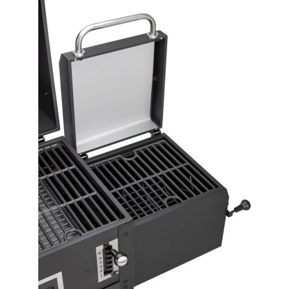 A t.b.t. kombinált grill részlete nyitott fedéllel és grillráccsal. A t.b.t. kombinált grill részlete nyitott fedéllel és grillráccsal.