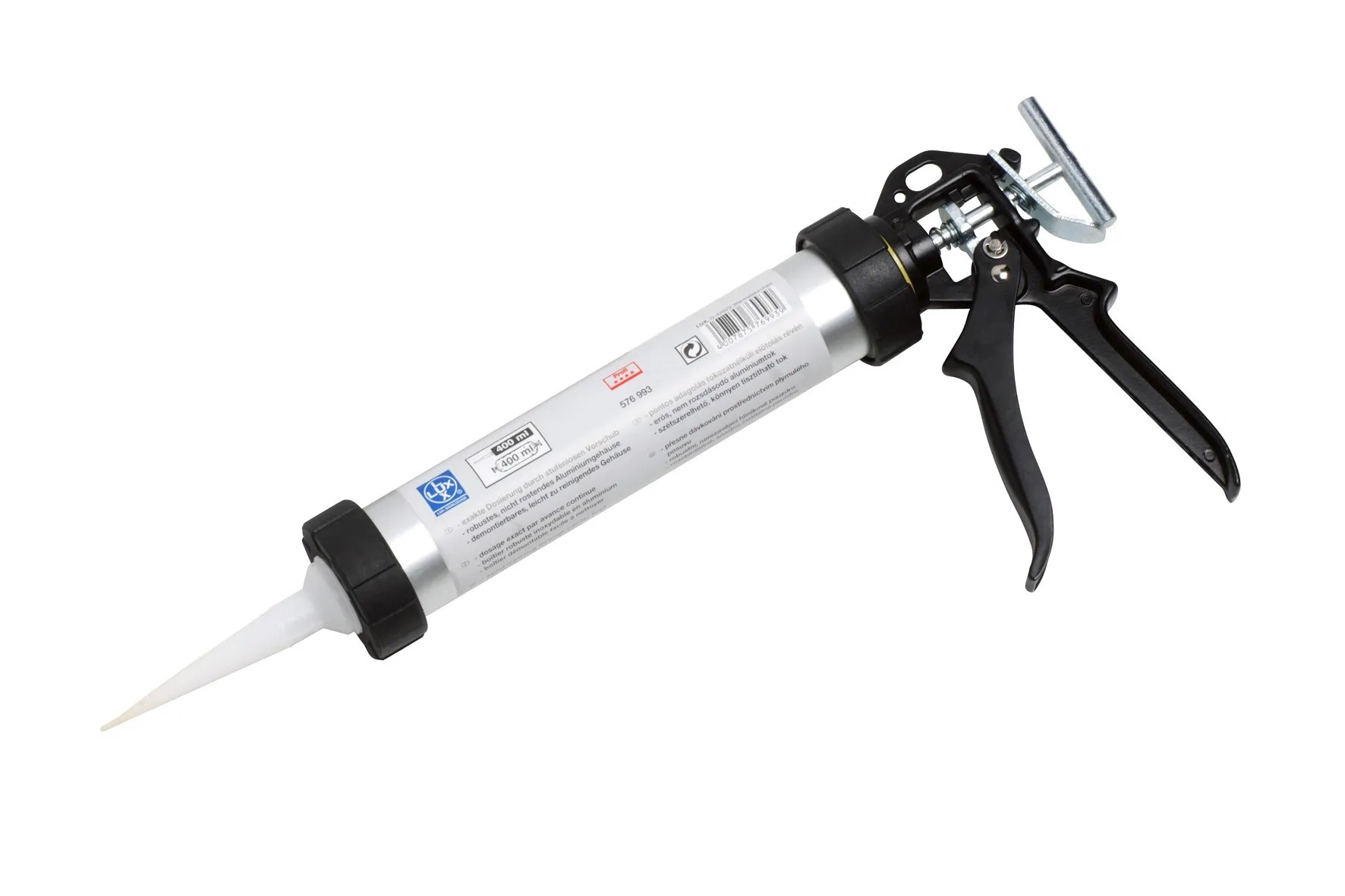 LUX-TOOLS Comfort alumínium kinyomó pisztoly 1 pótheggyel 400 ml LUX-TOOLS Comfort alumínium kinyomó pisztoly 1 pótheggyel 400 ml