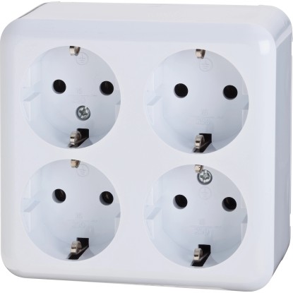 4 részes csatlakozóaljzat, falon kívüli, fehér 4 részes csatlakozóaljzat, falon kívüli, fehér