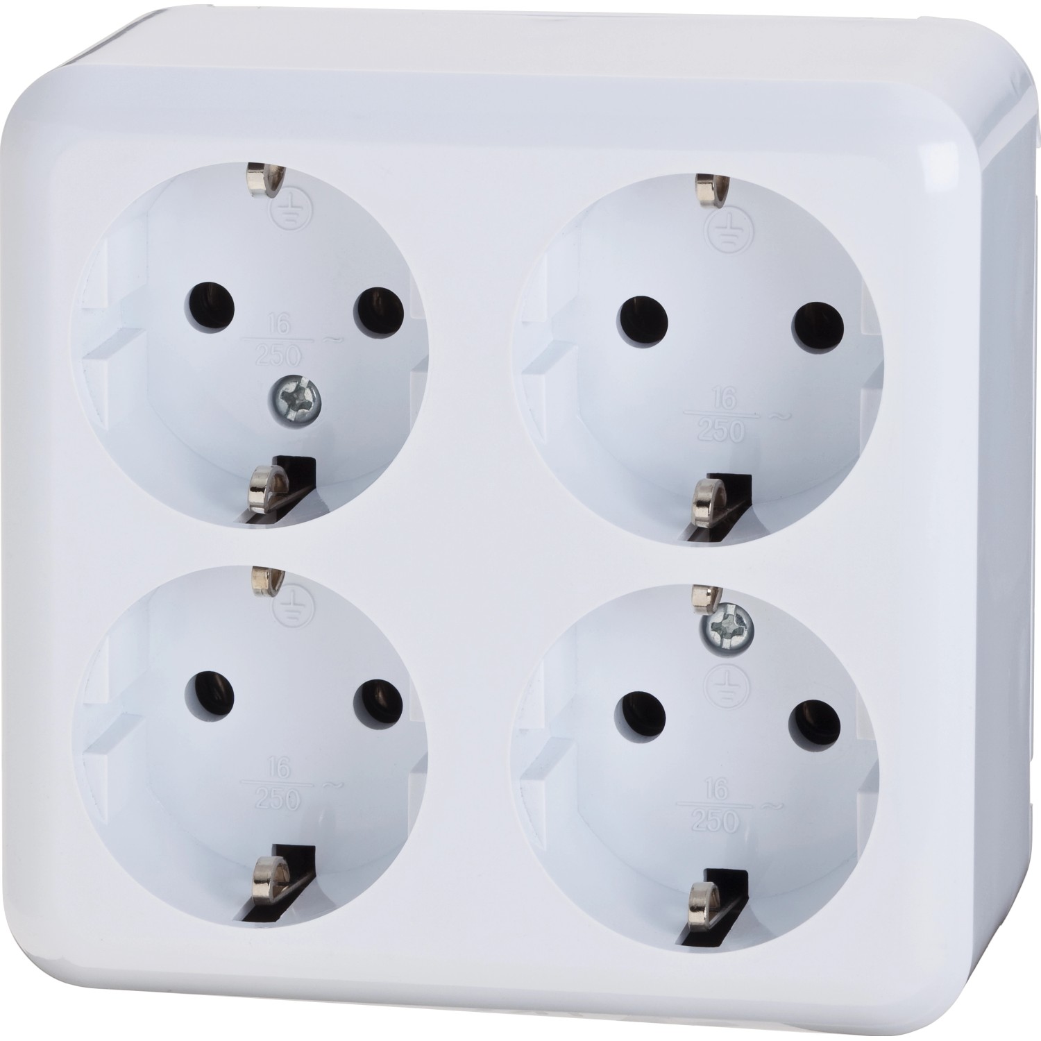 4 részes csatlakozóaljzat, falon kívüli, fehér 4 részes csatlakozóaljzat, falon kívüli, fehér