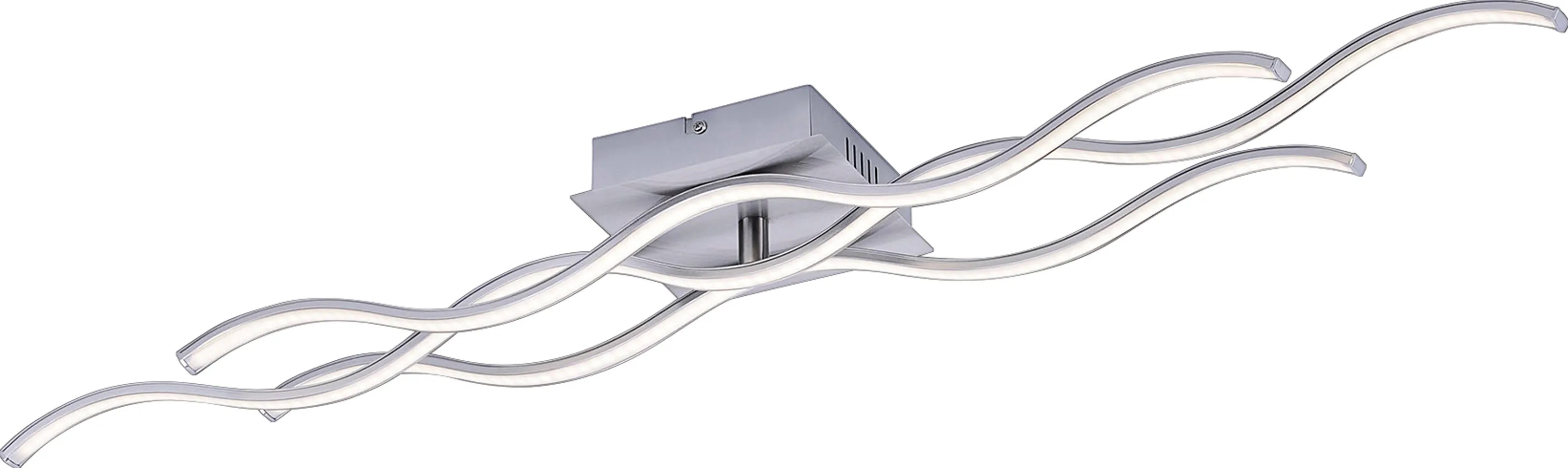 Modern, hullám alakú LED mennyezeti lámpa acélból, 97,5 cm széles, meleg fehér fény. Modern, hullám alakú LED mennyezeti lámpa acélból, 97,5 cm széles, meleg fehér fény.