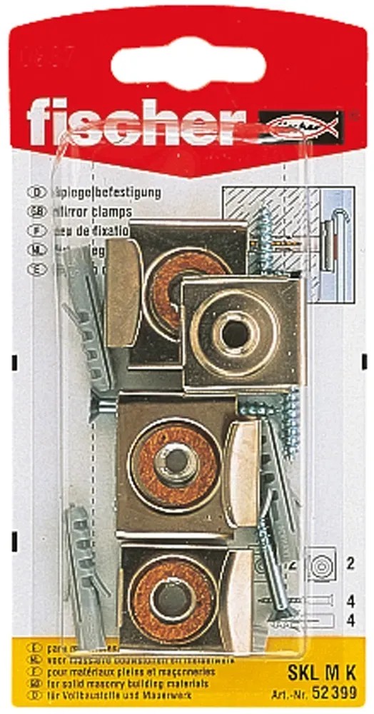 Fischer SKL M K tükörrögzítő (4 db) keret nélküli tükrök biztonságos rögzítéséhez. Fischer SKL M K tükörrögzítő (4 db) keret nélküli tükrök biztonságos rögzítéséhez.