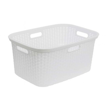 Rattan ruháskosár fehér 40 liter Rattan ruháskosár fehér 40 liter