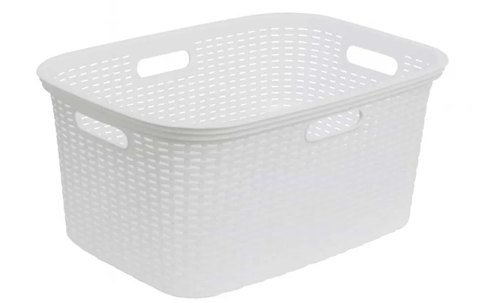 Rattan ruháskosár fehér 40 liter Rattan ruháskosár fehér 40 liter