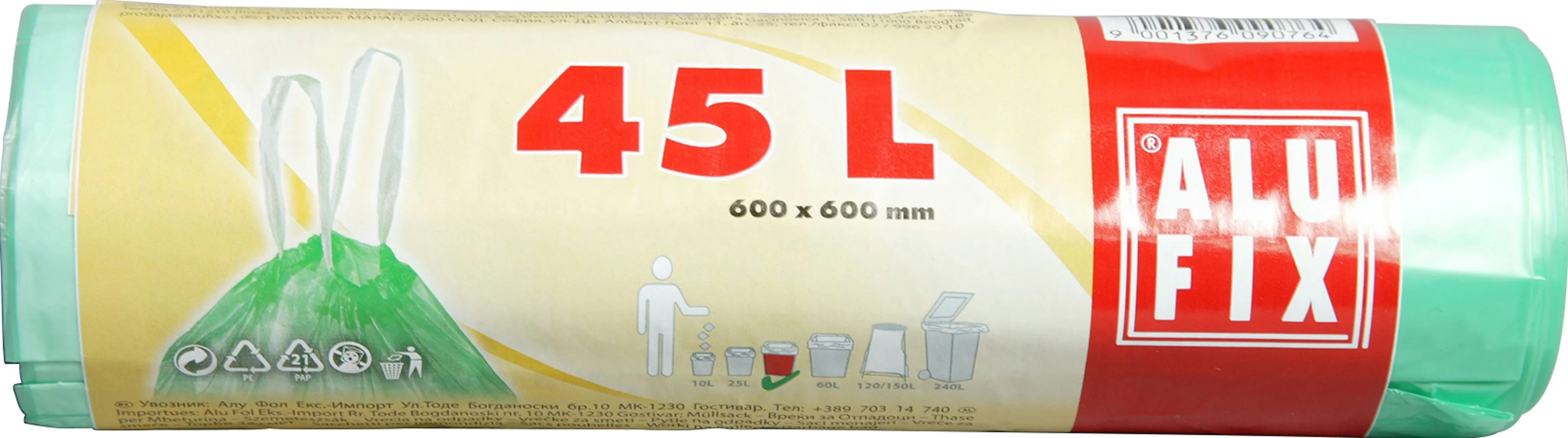 Alufix szemeteszsák zárószalaggal 45 l 20 db Alufix szemeteszsák zárószalaggal 45 l 20 db