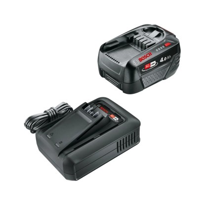 Bosch 18V indítókészlet 4,0 Ah akkumulátorral és töltővel elektromos kéziszerszámokhoz. Bosch 18V indítókészlet 4,0 Ah akkumulátorral és töltővel elektromos kéziszerszámokhoz.