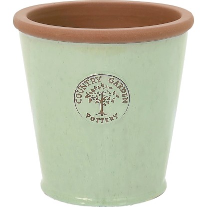 Zöld-bézs kerámia Country Garden Pottery virágcserép, 31 cm, logóval. Zöld-bézs kerámia Country Garden Pottery virágcserép, 31 cm, logóval.