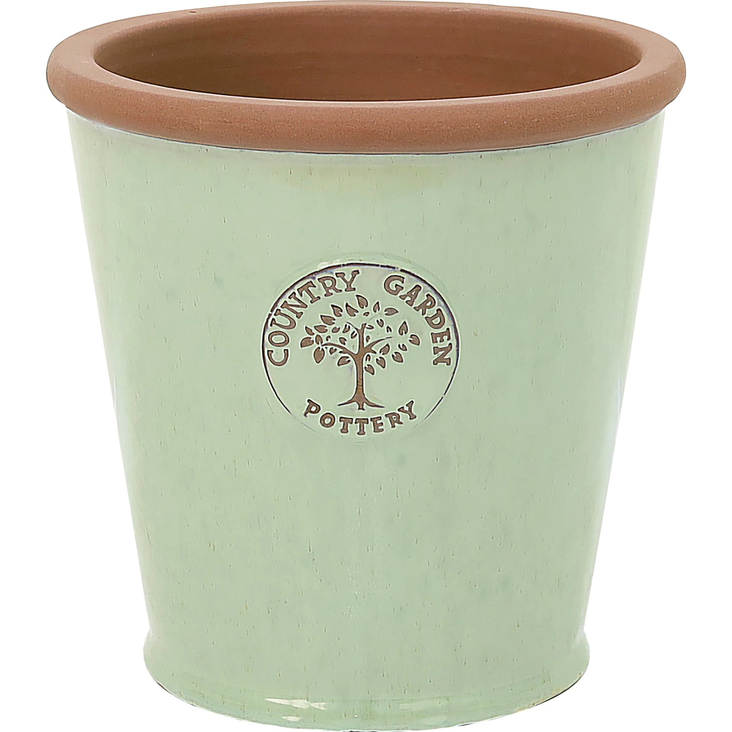 Zöld-bézs kerámia Country Garden Pottery virágcserép, 31 cm, logóval. Zöld-bézs kerámia Country Garden Pottery virágcserép, 31 cm, logóval.