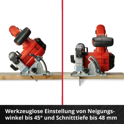 Einhell Power X-Change TE-CS 18/150 Li Solo akkus kézi körfűrész fa vágása két különböző szögben. Einhell Power X-Change TE-CS 18/150 Li Solo akkus kézi körfűrész fa vágása két különböző szögben.