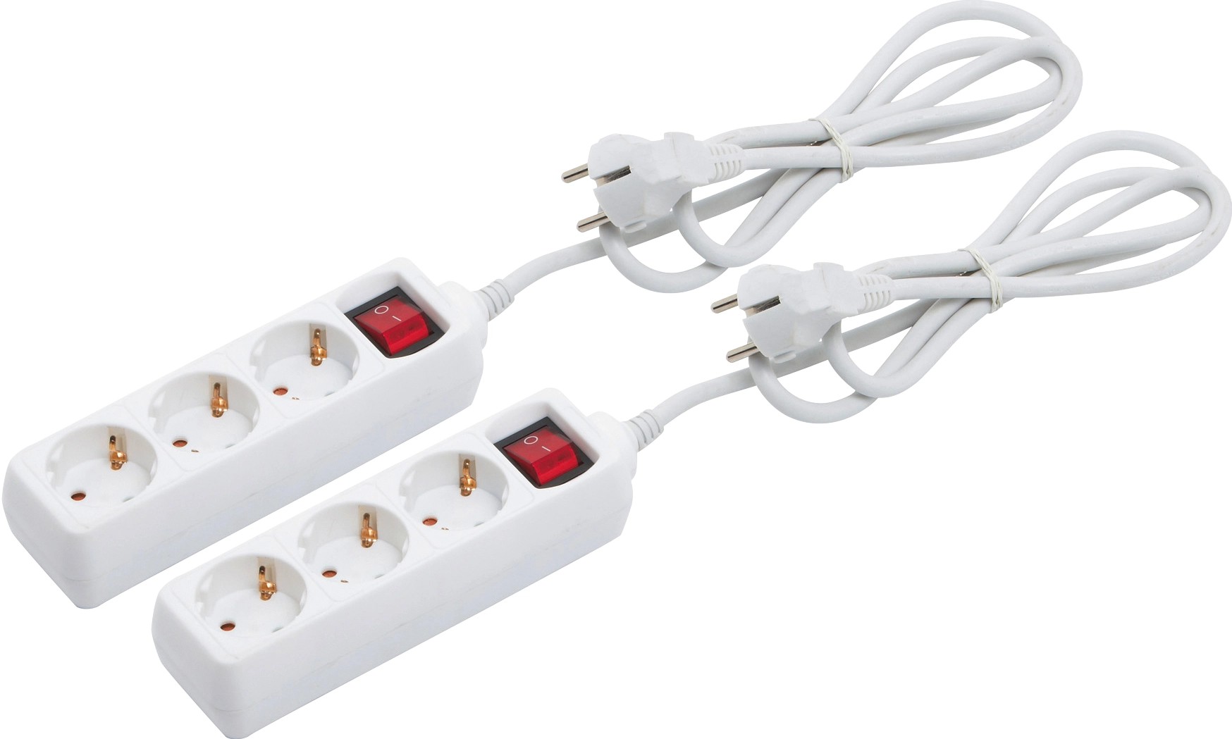 Hármas hálózati elosztó kapcsolóval 2 darabos csomag fehér Hármas hálózati elosztó kapcsolóval 2 darabos csomag fehér