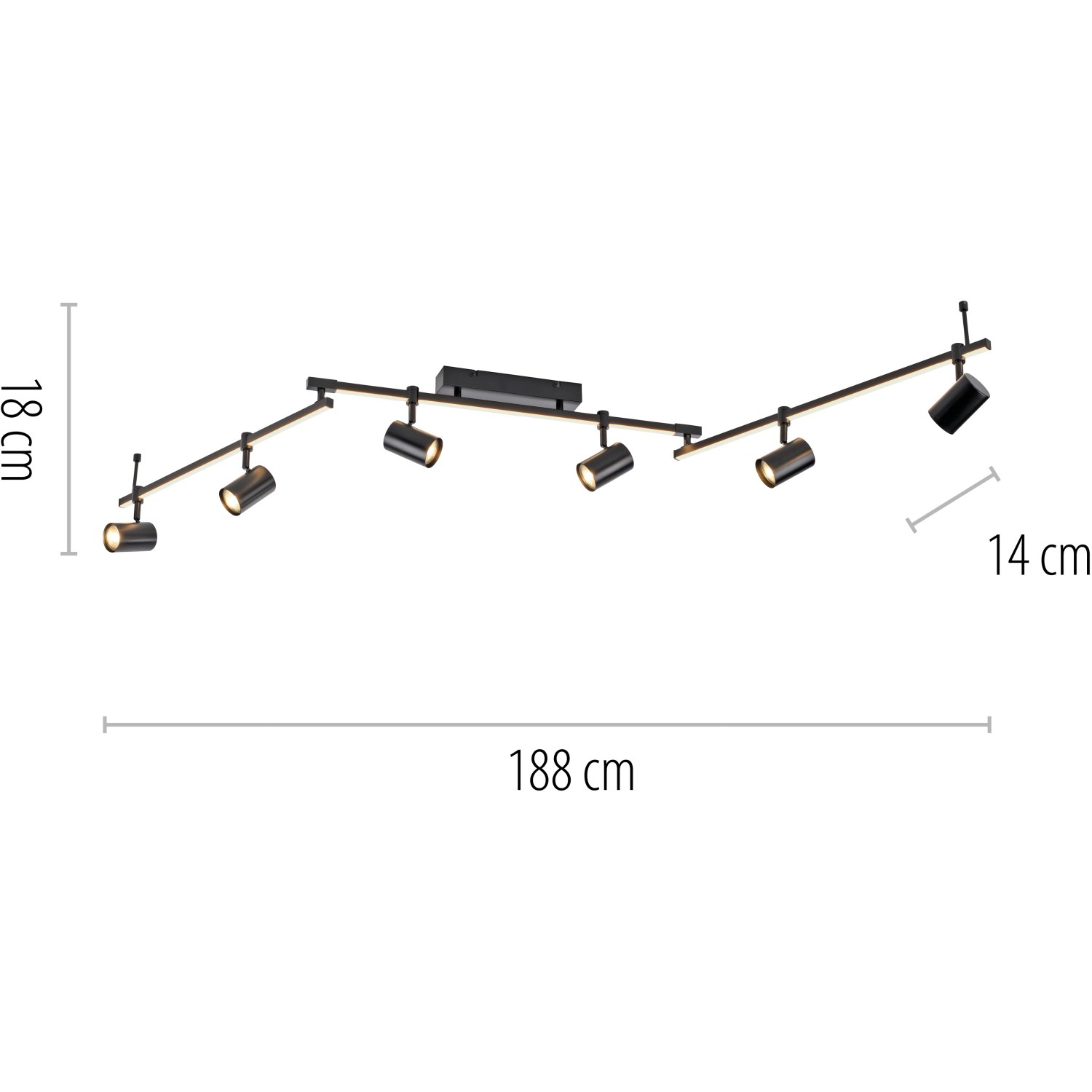 Paul Neuhaus Barik LED es mennyezeti lámpa 6 izzós 42 W fekete 188 cm x