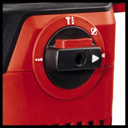 Közelkép: Funkcióválasztó kapcsoló az Einhell TE-RH 32-1600 4F fúrókalapácson. Közelkép: Funkcióválasztó kapcsoló az Einhell TE-RH 32-1600 4F fúrókalapácson.