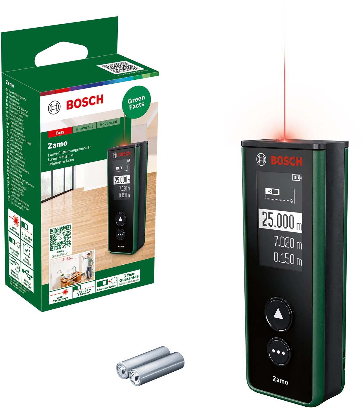 Bosch Zamo lézeres távolságmérő 25 m-ig, USB-C-n keresztül tölth. akkumulátorok Bosch Zamo lézeres távolságmérő 25 m-ig, USB-C-n keresztül tölth. akkumulátorok