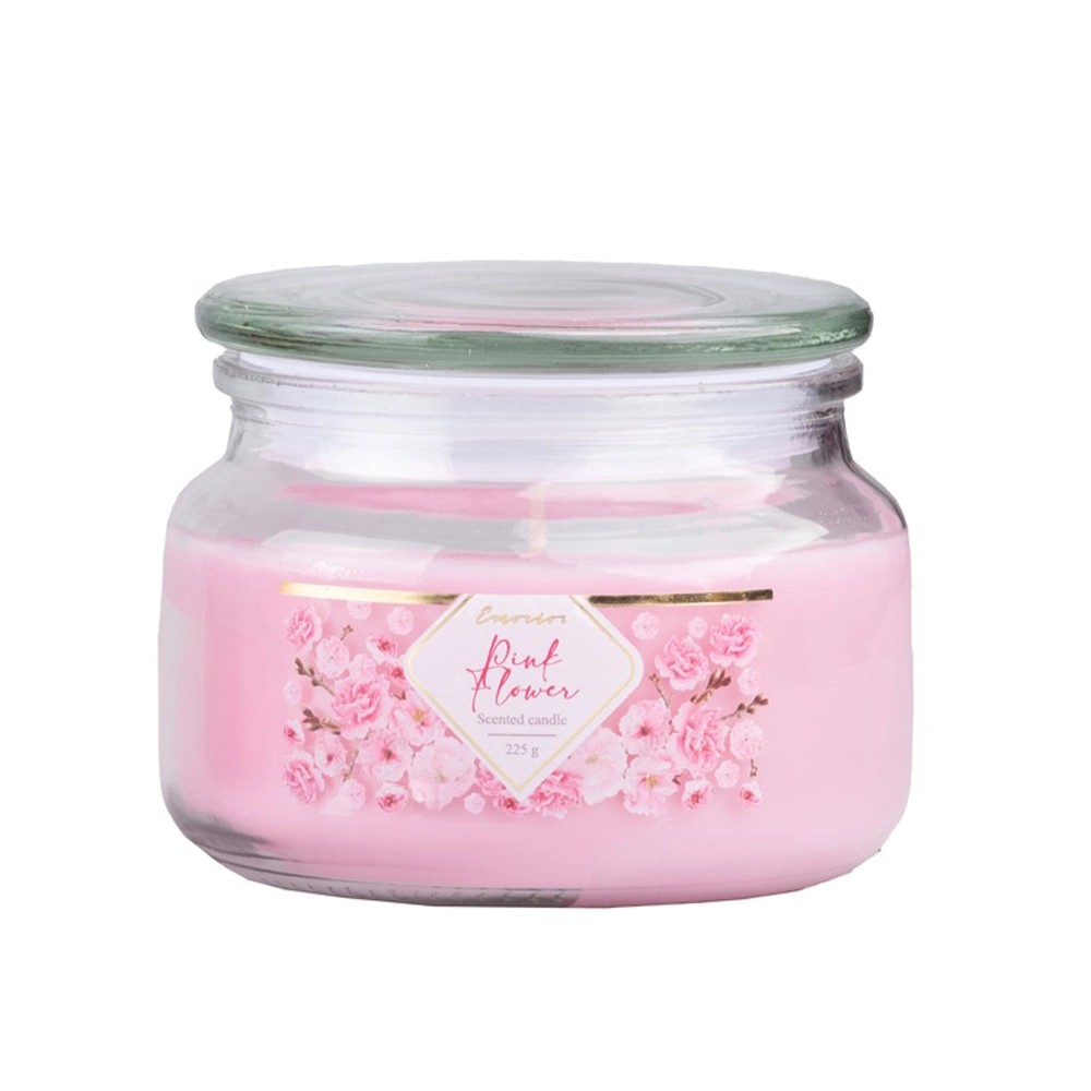 Emocio Glass illatgyertya üvegfedéllel 100 mm x 79 mm Rózsaszín virág Emocio Glass illatgyertya üvegfedéllel 100 mm x 79 mm Rózsaszín virág