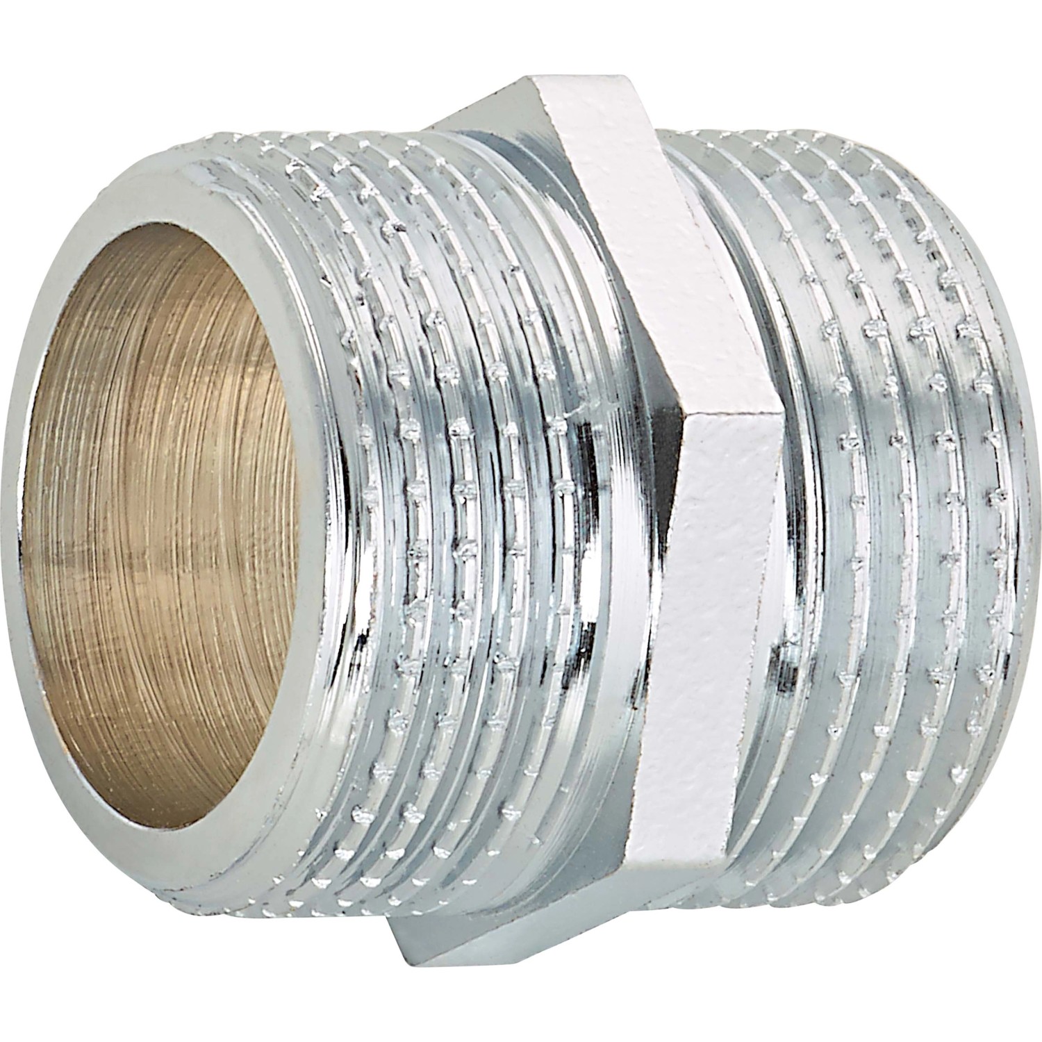 OBI kettős menetes csatlakozó 26,4 mm (R 3/4) krómozott sárgaréz OBI kettős menetes csatlakozó 26,4 mm (R 3/4) krómozott sárgaréz