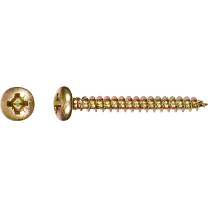 Sárga horganyzott forgácslap csavar félgömbfejjel, PZ meghajtás, 5x16 mm, 15 darab. Sárga horganyzott forgácslap csavar félgömbfejjel, PZ meghajtás, 5x16 mm, 15 darab.