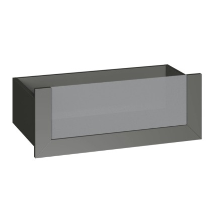 Grafit színű fiók üvegelőlappal széles. 75,2 cm x magas. 25 cm Moduláris gardrób Grafit színű fiók üvegelőlappal széles. 75,2 cm x magas. 25 cm Moduláris gardrób
