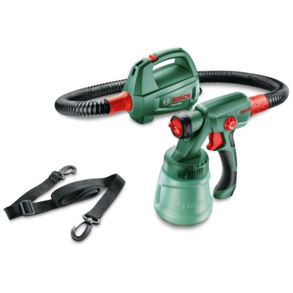 Bosch PFS 1000 finomszóró rendszer fúvóval, szórópisztollyal és vállpánttal. Bosch PFS 1000 finomszóró rendszer fúvóval, szórópisztollyal és vállpánttal.