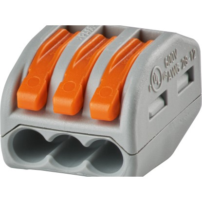 Wago vezetékösszekötő kapocs 3-pólusú szürke-narancs 50 darab Wago vezetékösszekötő kapocs 3-pólusú szürke-narancs 50 darab