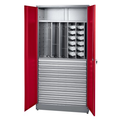 Küpper anyagtároló szekrény 2 ajtós 10 fiókkal 180 x 91 x 45 cm sötétpiros Küpper anyagtároló szekrény 2 ajtós 10 fiókkal 180 x 91 x 45 cm sötétpiros