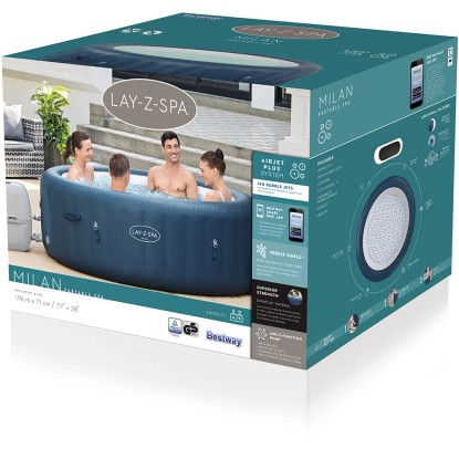 Bestway Lay-Z-Spa Milan AirJet Plus, felfújható pezsgőfürdő 6 személy részére, dobozban Bestway Lay-Z-Spa Milan AirJet Plus, felfújható pezsgőfürdő 6 személy részére, dobozban