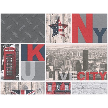 A.S. Creation Boys & Girls 5 papírtapéta Városok szürke/piros FSC® A.S. Creation Boys & Girls 5 papírtapéta Városok szürke/piros FSC®