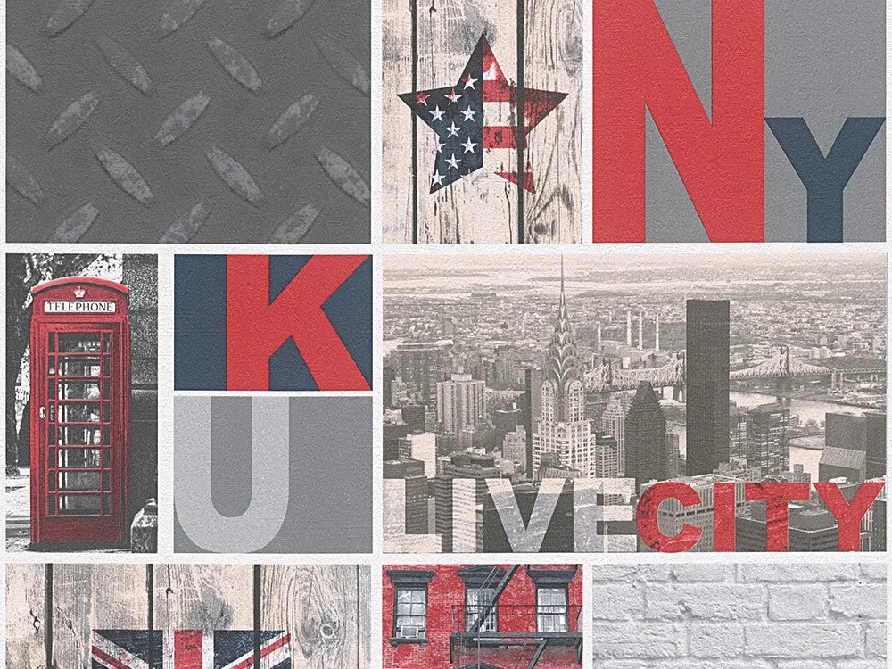 A.S. Creation Boys & Girls 5 papírtapéta Városok szürke/piros FSC® A.S. Creation Boys & Girls 5 papírtapéta Városok szürke/piros FSC®