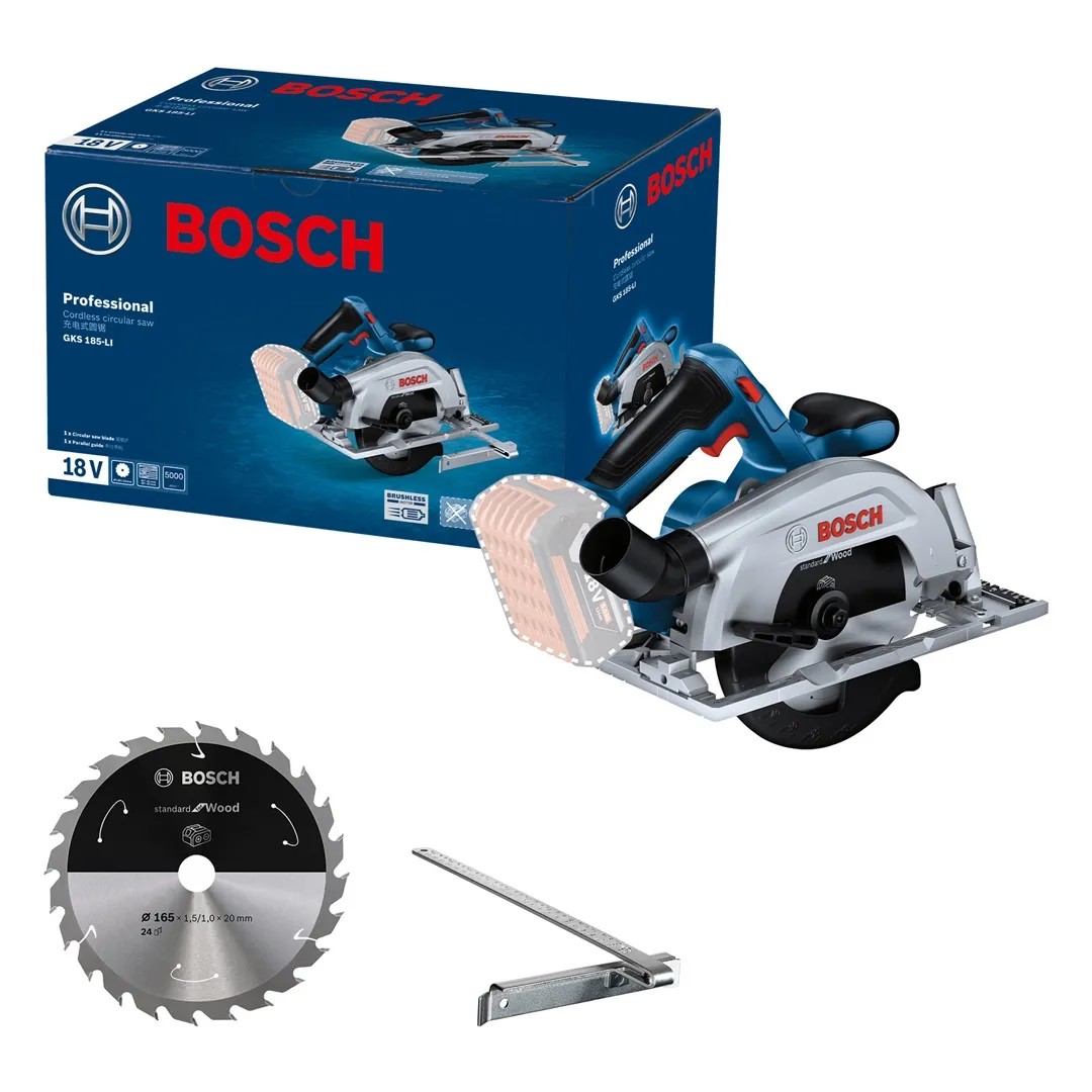 Bosch GKS 18V-LI akkus kézi körfűrész fűrészlappal és tartozékokkal. Bosch GKS 18V-LI akkus kézi körfűrész fűrészlappal és tartozékokkal.