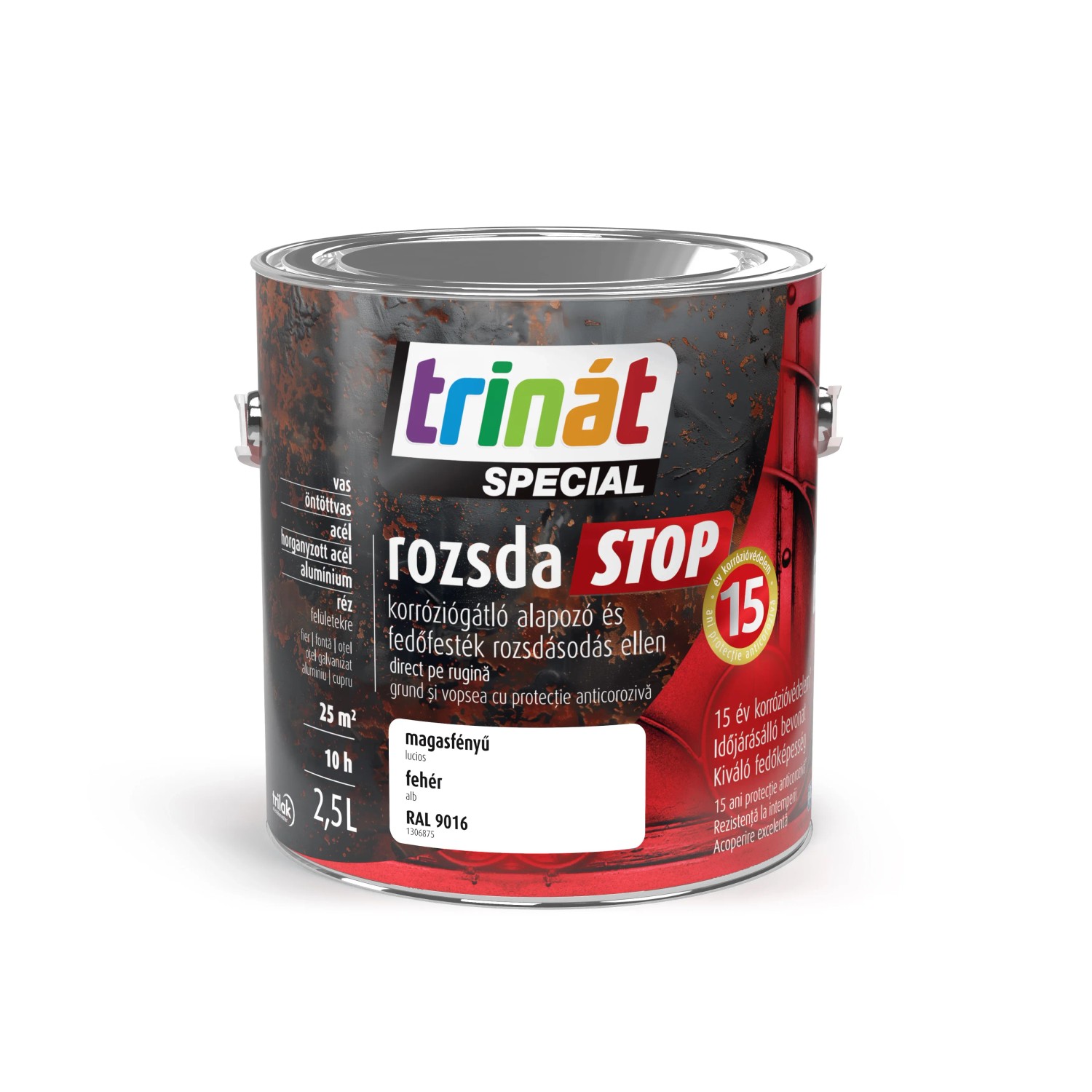 Trinát Rozsdastop magasfényű 9016 fehér 2,5 l Trinát Rozsdastop magasfényű 9016 fehér 2,5 l