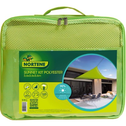 Sunnet Kit polyester napvitorla zöld 3,6 m x 3,6 m x 3,6 m Sunnet Kit polyester napvitorla zöld 3,6 m x 3,6 m x 3,6 m