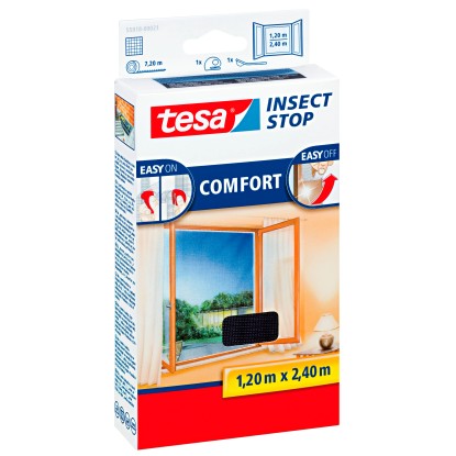 tesa Comfort szúnyogháló ablakokra, tépőzárral, antracit, 240 cm x 120 cm tesa Comfort szúnyogháló ablakokra, tépőzárral, antracit, 240 cm x 120 cm