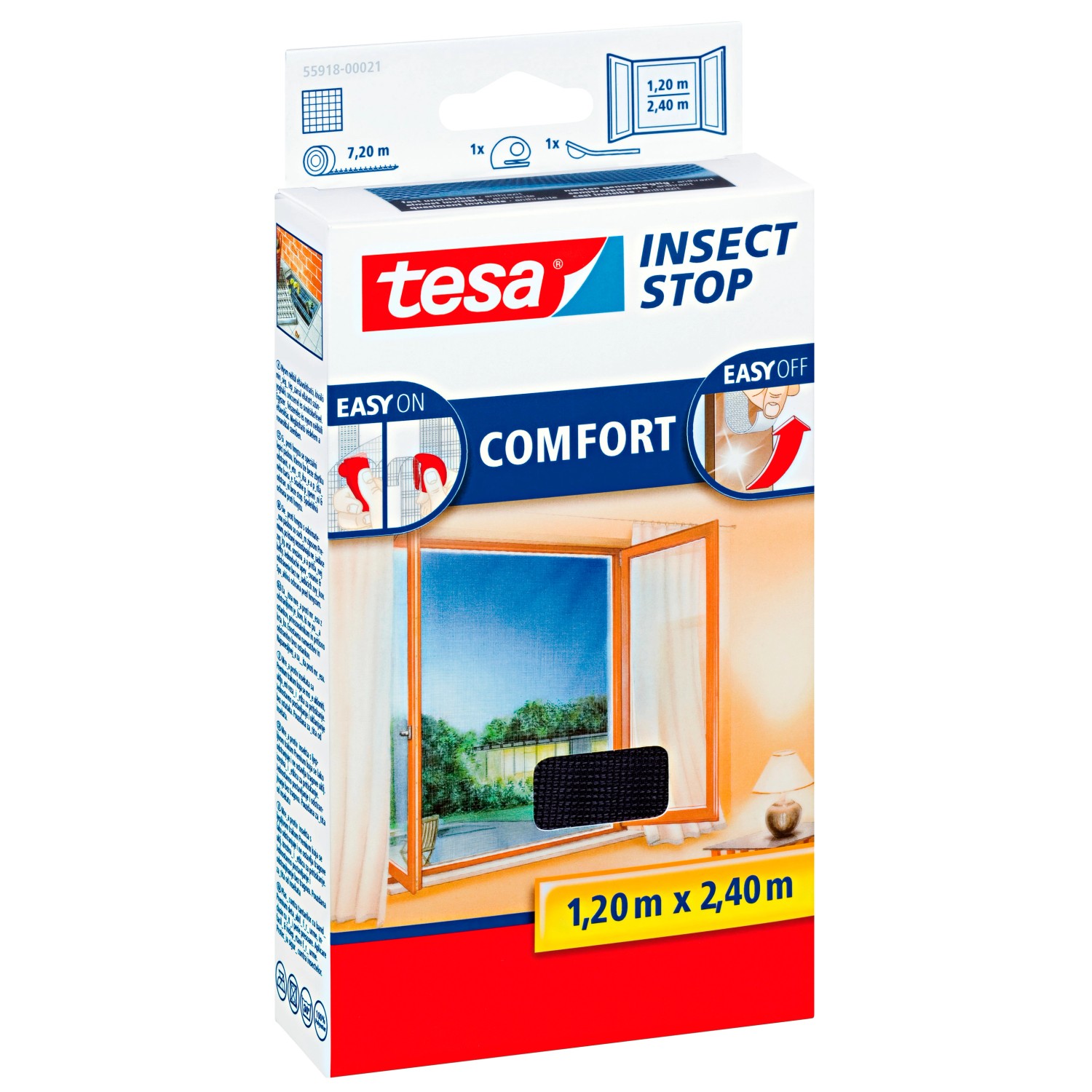 tesa Comfort szúnyogháló ablakokra, tépőzárral, antracit, 240 cm x 120 cm tesa Comfort szúnyogháló ablakokra, tépőzárral, antracit, 240 cm x 120 cm