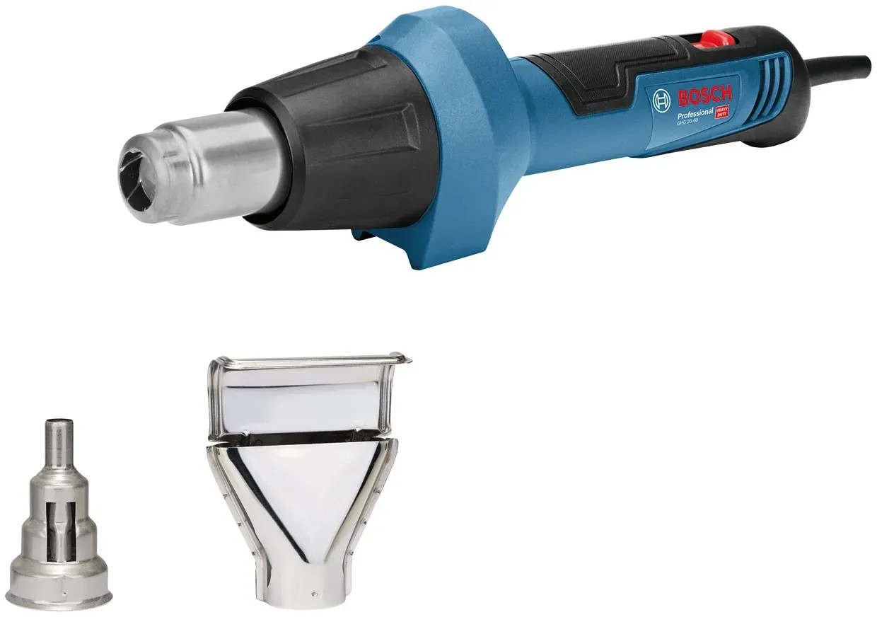 Bosch Professional GHG 20-60 hőlégfúvó fúvókákkal kartondobozban. Bosch Professional GHG 20-60 hőlégfúvó fúvókákkal kartondobozban.