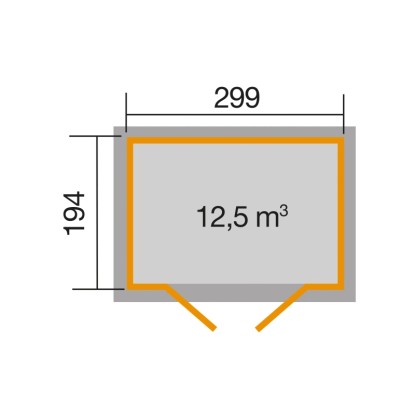 Weka fa kerti ház 323 alaprajza: 299x194 cm, 12,5 m³ térfogat. Ideális kerti szerszámokhoz és bútorokhoz. Weka fa kerti ház 323 alaprajza: 299x194 cm, 12,5 m³ térfogat. Ideális kerti szerszámokhoz és bútorokhoz.