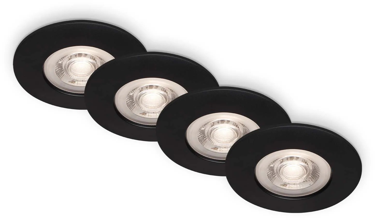 Brilo Kulana LED-es süllyesztett lámpa szabályoz. fényerő 4 db matt fekete 4,9 W Brilo Kulana LED-es süllyesztett lámpa szabályoz. fényerő 4 db matt fekete 4,9 W
